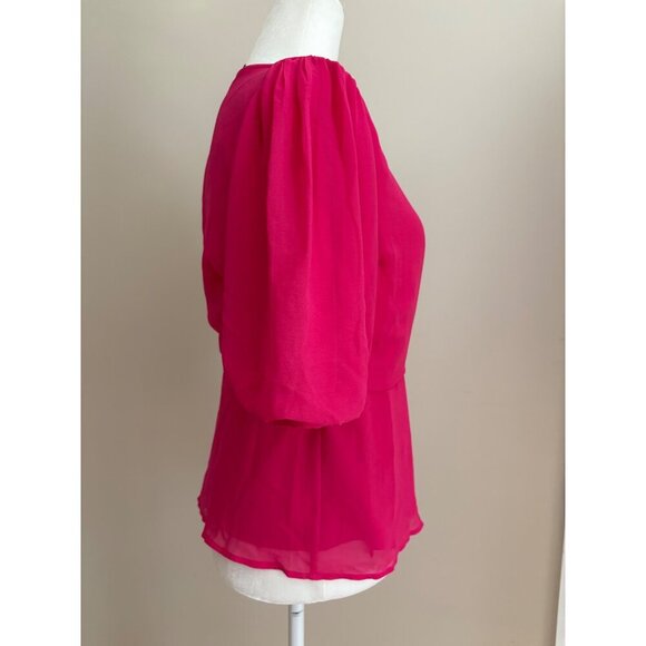 Vero Moda V-Neck True Wrap Blouse Top in Hot Pink Size Small Career - Picture 3 of 14